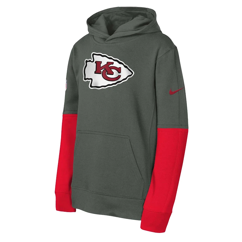 Sweat à capuche Nike Anthracite Kansas City Chiefs Club pour jeunes