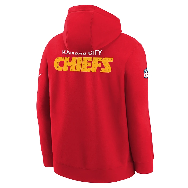 Sweat à capuche Nike rouge Kansas City Chiefs 2025 Sideline Club Fleece pour jeune