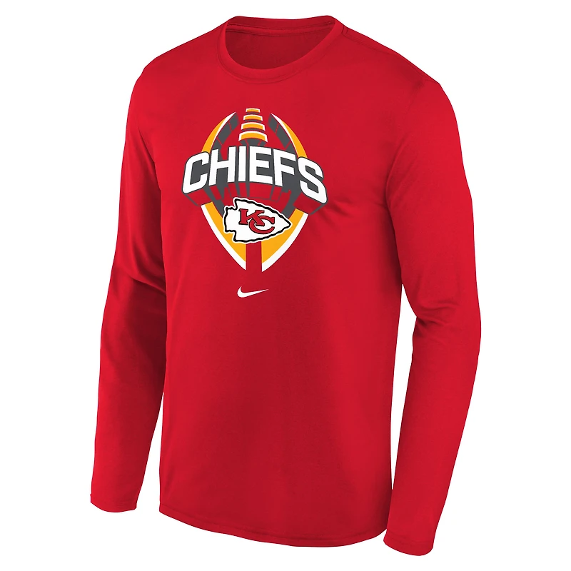Youth Nike  Red Kansas City Chiefs Primetime Legend Icon Long Sleeve Performance T-Shirt