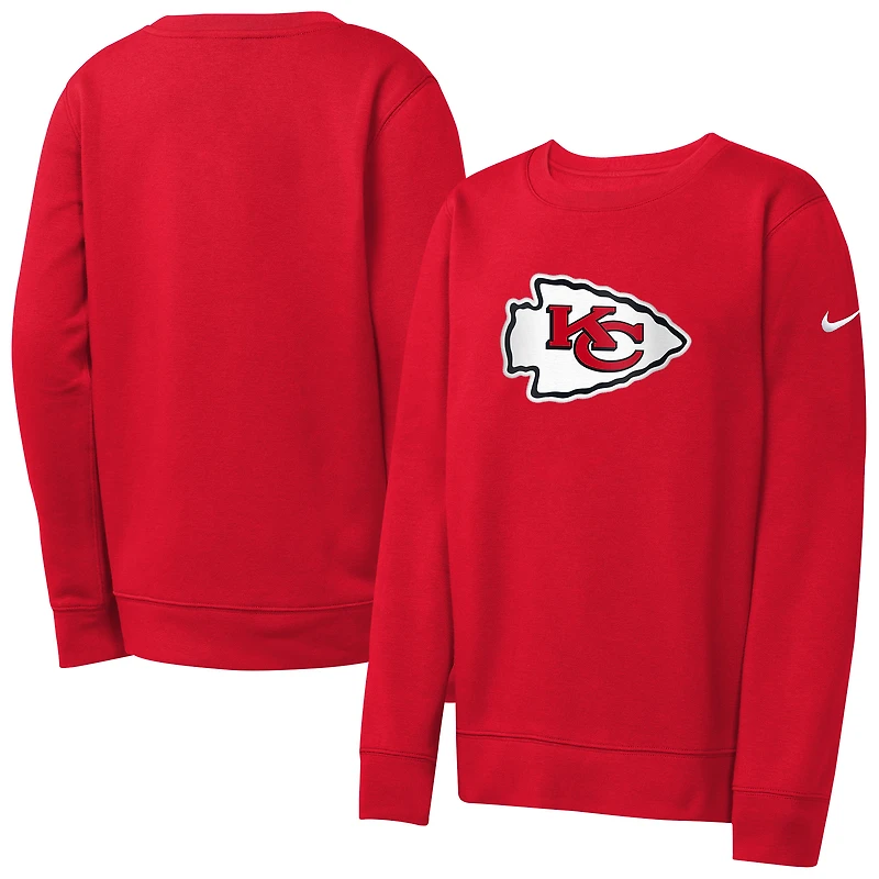 Youth Nike Red Kansas City Chiefs Rewind Club Pullover Sweatshirt