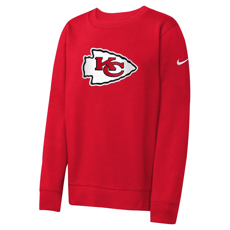 Youth Nike Red Kansas City Chiefs Rewind Club Pullover Sweatshirt