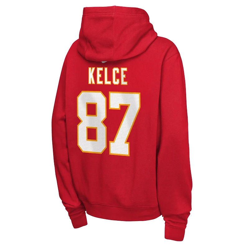 Youth Nike Travis Kelce Red Kansas City Chiefs Name & Number Club Fleece Hoodie