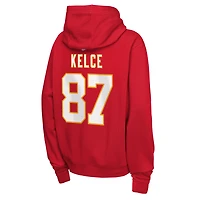 Youth Nike Travis Kelce Red Kansas City Chiefs Name & Number Club Fleece Hoodie