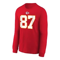 T-shirt à manches longues Nike Travis Kelce pour jeune, rouge, avec nom et numéro du joueur des Kansas City Chiefs