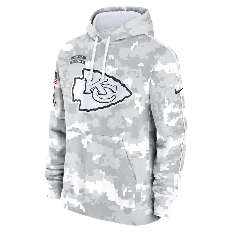 Sweat à capuche Nike Salute To Service 2024 Kansas City Chiefs blanc/gris pour jeune