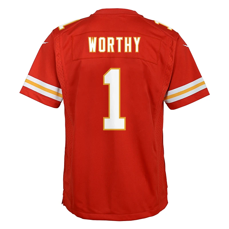 Maillot de match Nike Xavier Worthy rouge pour jeunes des Kansas City Chiefs