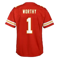 Maillot de match Nike Xavier Worthy rouge pour jeunes des Kansas City Chiefs