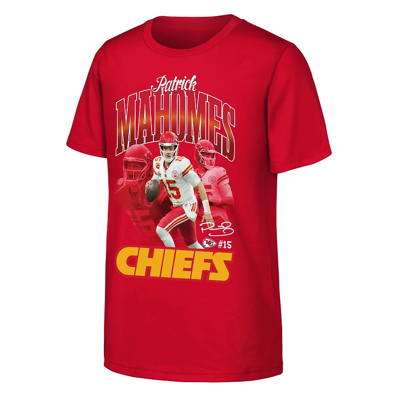 Youth Outerstuff Patrick Mahomes Red Kansas City Chiefs Triple Pic T-Shirt
