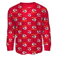 Youth Outerstuff Red Kansas City Chiefs All-Over-Print Long Sleeve T-Shirt and Pants Sleep Set