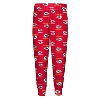 Youth Outerstuff Red Kansas City Chiefs All-Over-Print Long Sleeve T-Shirt and Pants Sleep Set