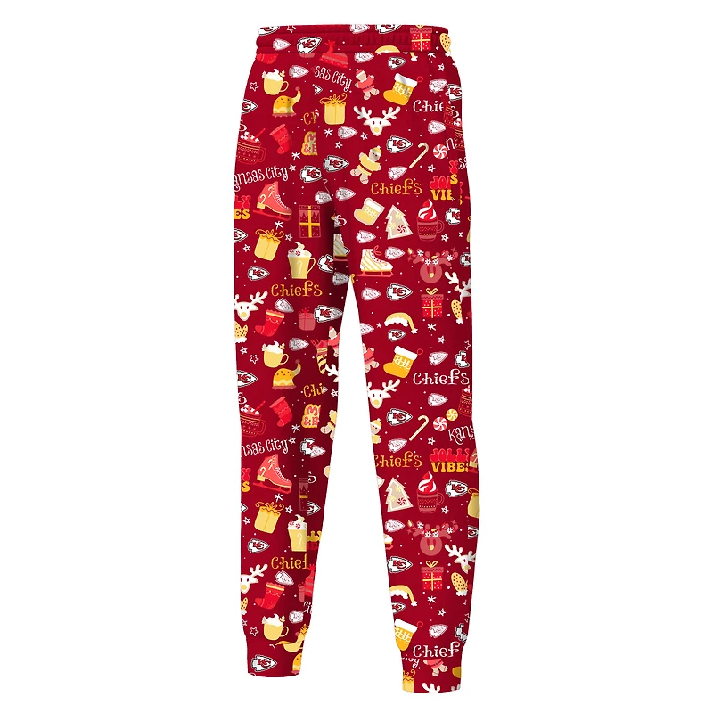 Ensemble de nuit Youth Outerstuff Red Kansas City Chiefs Chestnut pour les fêtes