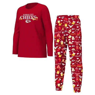 Ensemble de nuit Youth Outerstuff Red Kansas City Chiefs Chestnut pour les fêtes