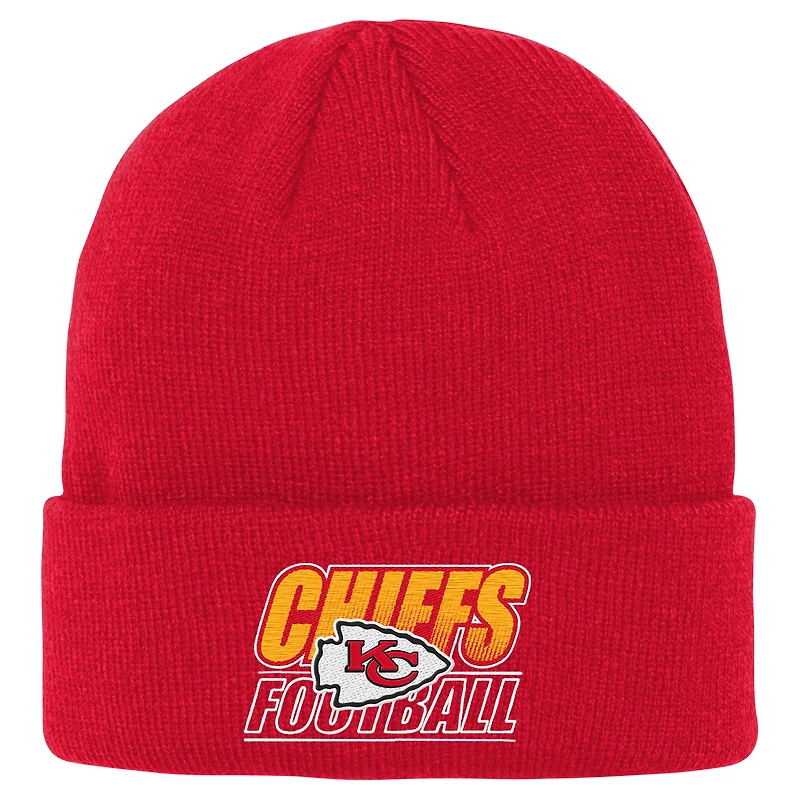 Bonnet en tricot à revers dégradé rouge des Chiefs de Kansas City pour jeunes Outerstuff