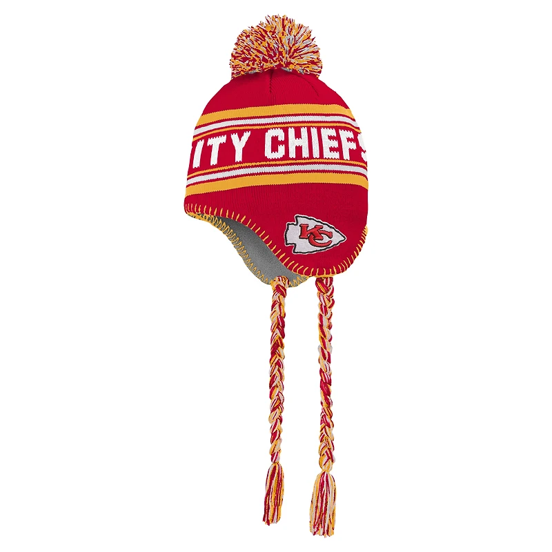 Youth Red Kansas City Chiefs Jacquard Tassel Knit Hat with Pom