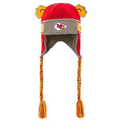 Bonnet en tricot rouge pour jeunes Kansas City Chiefs avec oreilles de soldat et inscription Wordmark