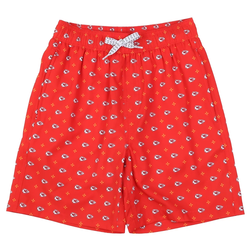Youth Wes & Willy Red Kansas City Chiefs Fleur Swim Trunks
