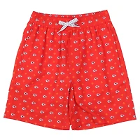 Youth Wes & Willy  Red Kansas City Chiefs Fleur Swim Trunks