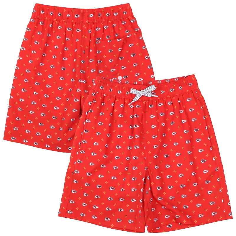 Youth Wes & Willy Red Kansas City Chiefs Fleur Swim Trunks