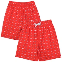 Youth Wes & Willy  Red Kansas City Chiefs Fleur Swim Trunks