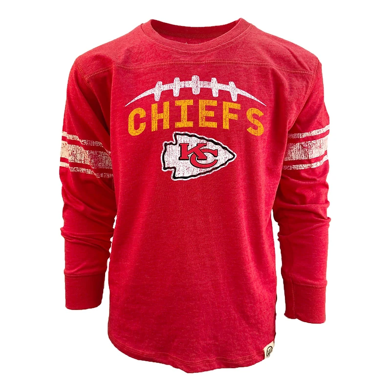 Youth Wes & Willy Red Kansas City Chiefs Football Long Sleeve T-Shirt