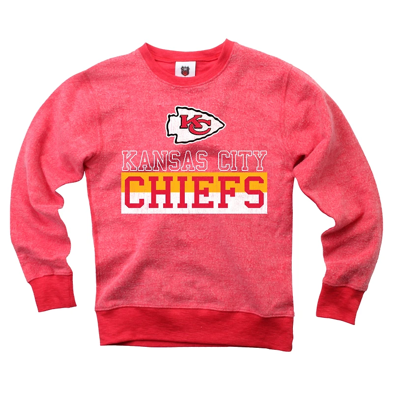 Youth Wes & Willy Red Kansas City Chiefs Reversible Fleece Pullover Sweatshirt