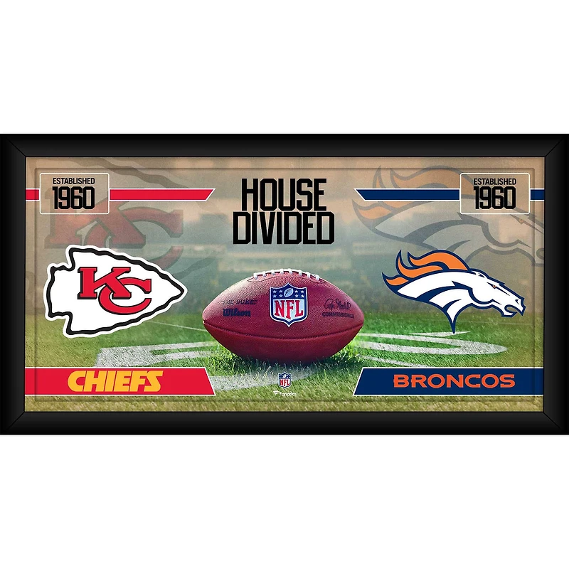Collage de football encadré 10" x 20" des Chiefs de Kansas City contre les Broncos de Denver