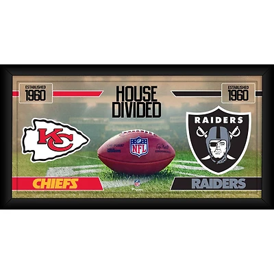 Kansas City Chiefs vs. Las Vegas Raiders Framed 10" x 20" House Divided Football Collage