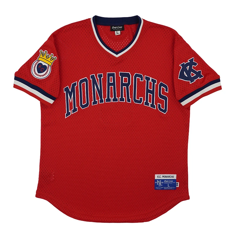Men's Rings & Crwns #5 Red Kansas City Monarchs Mesh Replica V-Neck Jersey