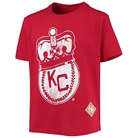 Youth Stitches Red Kansas City Monarchs Negro League Logo T-Shirt