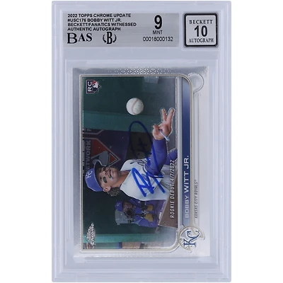 Bobby Witt Jr. Kansas City Royals autographié 2022 Topps Chrome Update #USC176 Beckett Fanatics a été témoin d'une carte recrue authentifiée 9/10