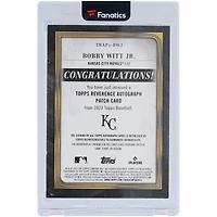 Bobby Witt Jr. Kansas City Royals Autographed 2023 Topps Reverence Dual-Color Game Used Relic #TRAP2-BWJ #10/10 Card