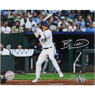 Photographie autographiée de Bobby Witt Jr. des Royals de Kansas City en maillot blanc de 20 x 25 cm montrant sa position au bâton