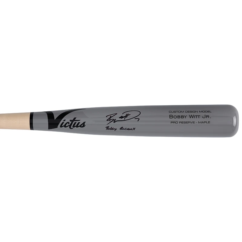 Batte de baseball Victus autographiée par Bobby Witt Jr. des Royals de Kansas City, modèle réduit, avec l'inscription « Bobby Baseball ».