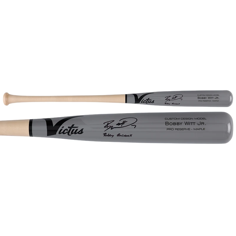 Batte de baseball Victus autographiée par Bobby Witt Jr. des Royals de Kansas City, modèle réduit, avec l'inscription « Bobby Baseball ».