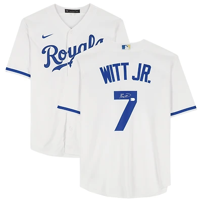 Maillot réplique blanc Nike autographié par Bobby Witt Jr. des Royals de Kansas City