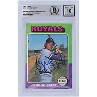 Carte de recrue numéro 10 autographiée par George Brett des Royals de Kansas City en 1975 Topps #228 Beckett, les fanatiques ont été témoins