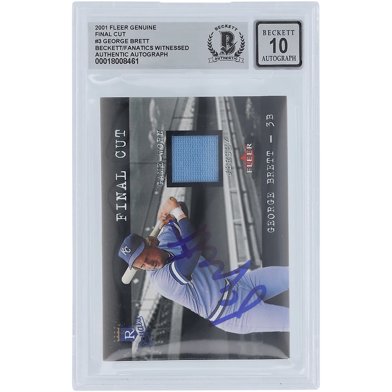 George Brett Kansas City Royals Autographié 2001 Fleer Genuine Final Cut GU Relic #3 Beckett Fanatics Witnessed Authenticated 10 Card