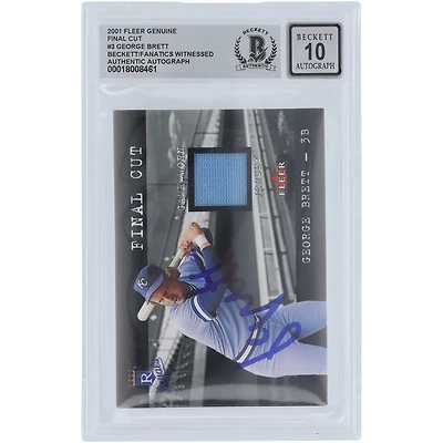 George Brett Kansas City Royals Autographié 2001 Fleer Genuine Final Cut GU Relic #3 Beckett Fanatics Witnessed Authenticated 10 Card