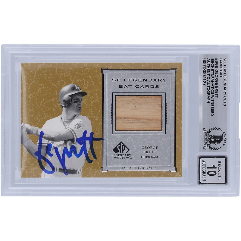 George Brett Kansas City Royals Autographié 2001 Upper Deck SP Legendary Cuts Bat Relic #B-GB Beckett Fanatics Witnessed Authenticated 10 Card