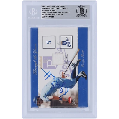 Carte authentifiée autographiée par George Brett Kansas City Royals 2002 Fleer Greats of the Game Through the Years Relic #4 Beckett Fanatics Witnessed