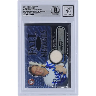 George Brett Kansas City Royals Autographié 2002 Topps Pristine Fall Memories Jersey Relic #FM-GB #/1000 Beckett Fanatics Witnessed Authenticated Card
