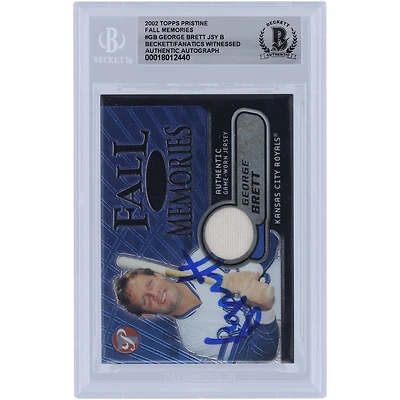 George Brett Kansas City Royals Autographed 2002 Topps Pristine Fall Memories Jersey Relic #FM-GB #/1000 Beckett Fanatics Witnessed Authenticated Card