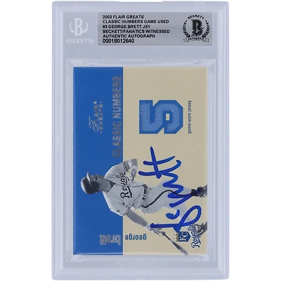 George Brett Kansas City Royals Autographié 2003 Fleer Flair Greats Classic Numbers Jersey Relic #GB Beckett Fanatics Witnessed Authenticated Card