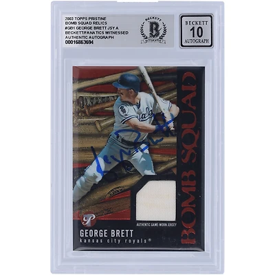 Carte 10 authentique autographiée par George Brett Kansas City Royals, relique de la Bomb Squad Topps 2003 immaculée #PBS-GB1, vue par les fanatiques de Beckett
