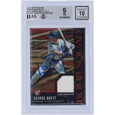Carte 9/10 authentique signée George Brett Kansas City Royals, relique de la Bomb Squad Topps 2003 immaculée #PBS-GB1, vue par les fanatiques de Beckett
