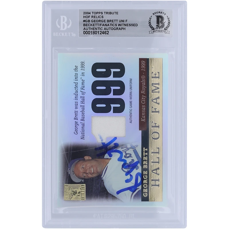 George Brett Kansas City Royals Autographié 2004 Topps Tribute Hall of Fame Jersey Relic #TR-GB Beckett Fanatics Witnessed Authenticed Card