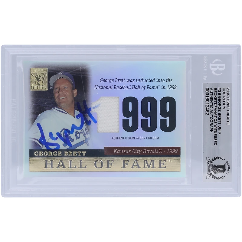 George Brett Kansas City Royals Autographié 2004 Topps Tribute Hall of Fame Jersey Relic #TR-GB Beckett Fanatics Witnessed Authenticed Card