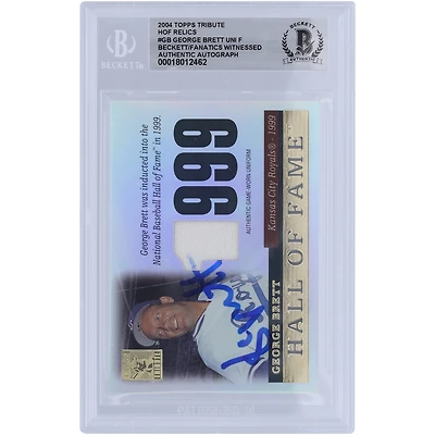 George Brett Kansas City Royals Autographié 2004 Topps Tribute Hall of Fame Jersey Relic #TR-GB Beckett Fanatics Witnessed Authenticed Card