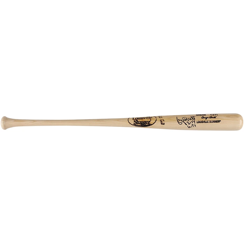 Batte de baseball Louisville Slugger Blonde autographiée par George Brett des Kansas City Royals avec l'inscription « 3154 Hits »