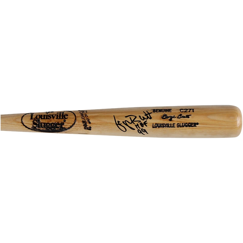 Batte de baseball Louisville Slugger Blonde autographiée par George Brett des Kansas City Royals avec inscription « HOF 99 »